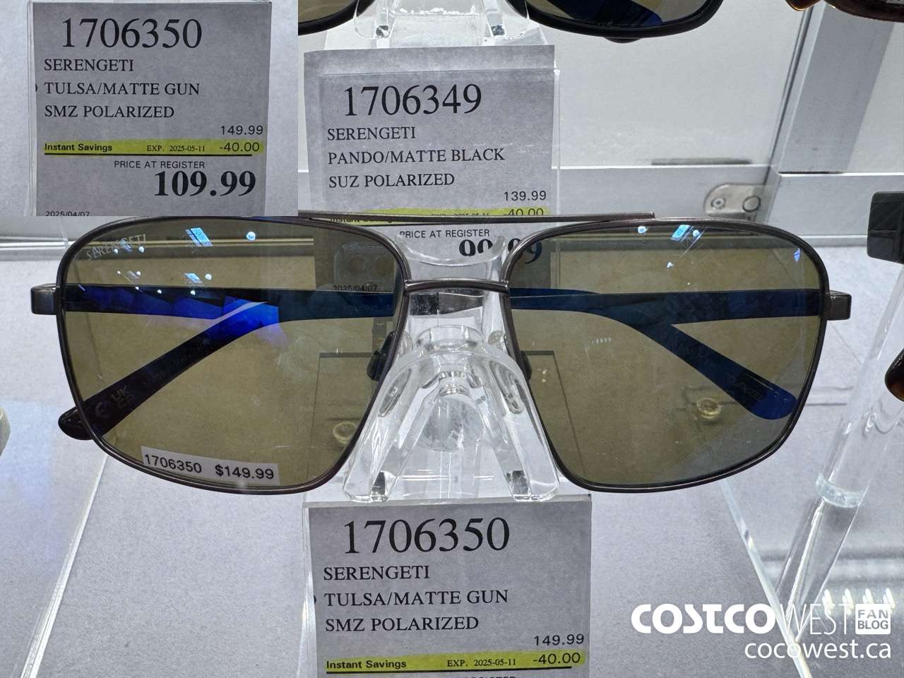 1706350 SERENGETI TULSA/MATTE GUN SMZ POLARIZED ($40.00 INSTANT SAVINGS EXPIRES ON 2025-05-11) $109.99