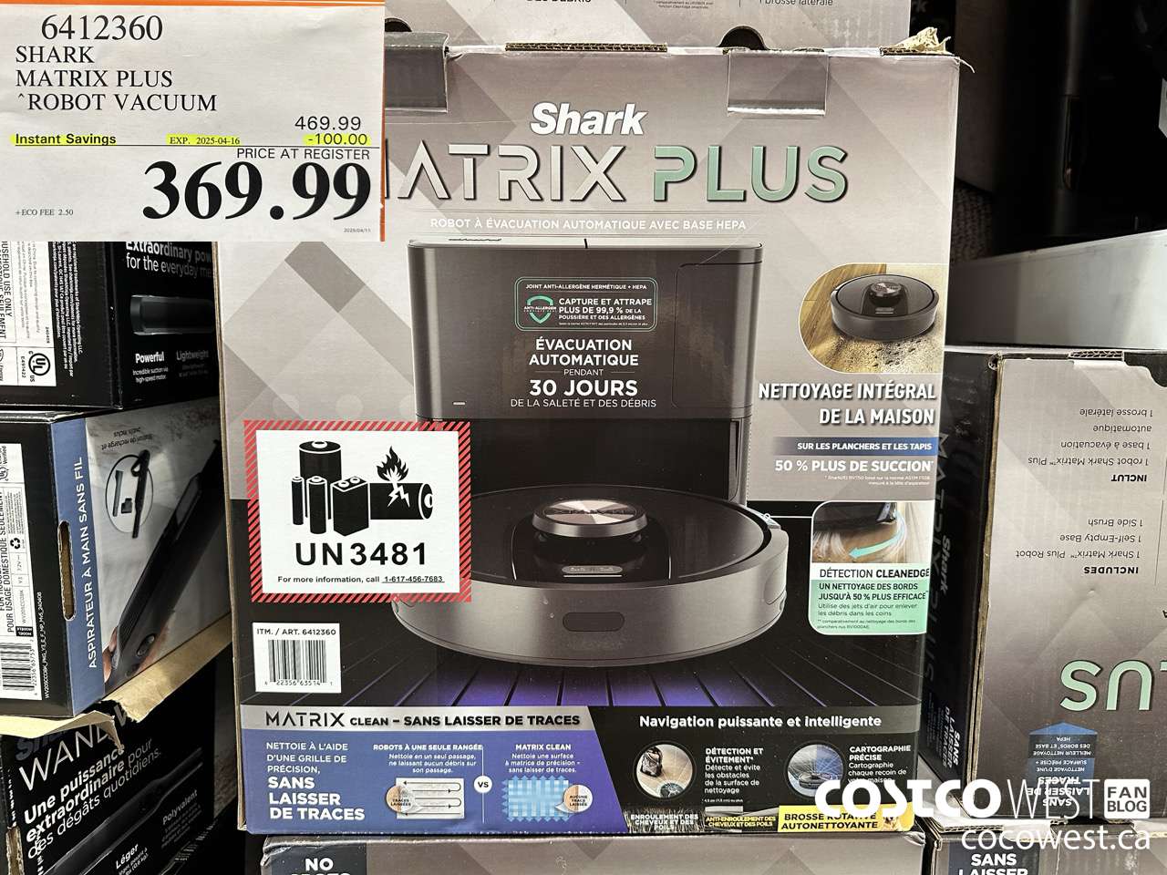 6412360 SHARK MATRIX PLUS ROBOT VACUUM ($100.00 INSTANT SAVINGS EXPIRES ON 2025-04-16) $369.99