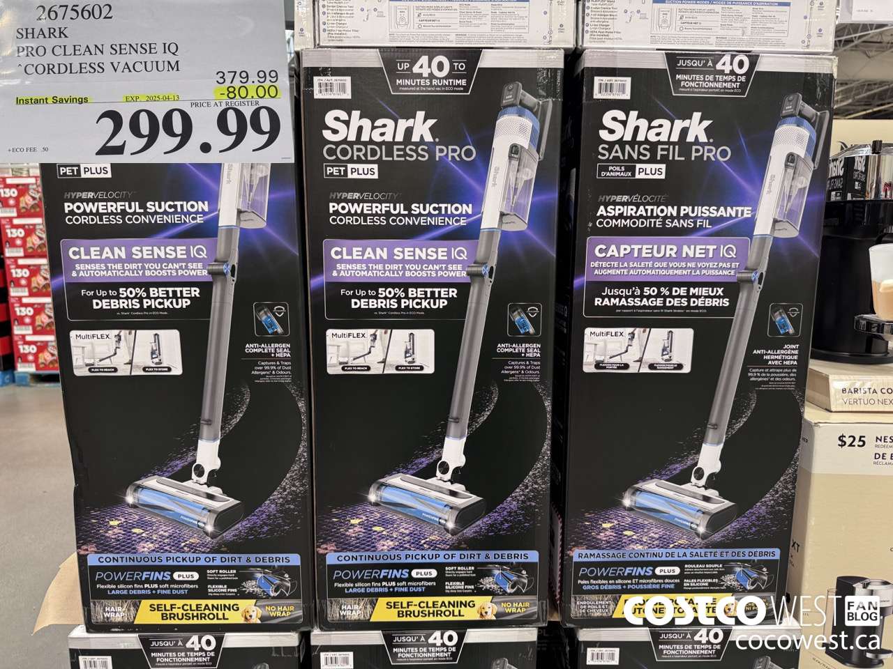 2675602 SHARK PRO CLEAN SENSE IQ CORDLESS VACUUM ($80.00 INSTANT SAVINGS EXPIRES ON 2025-04-13) $299.99