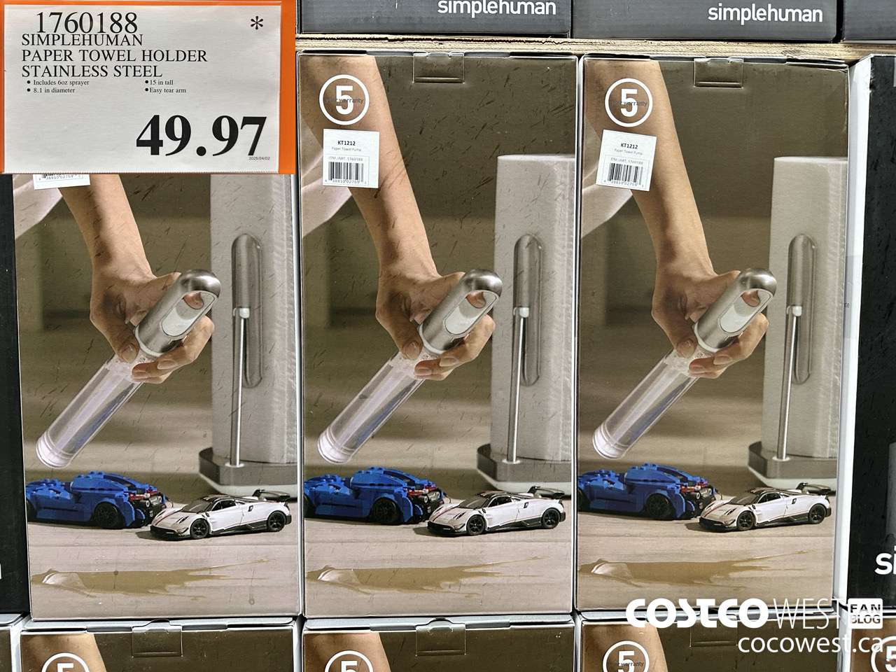 1760188 SIMPLEHUMAN PAPER TOWEL HOLDER STAINLESS STEEL $49.97