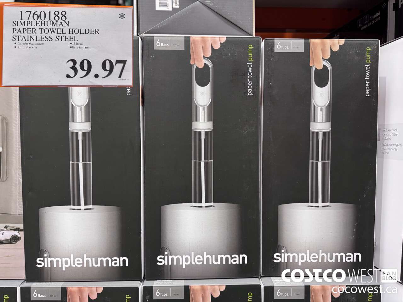 1760188 SIMPLEHUMAN PAPER TOWEL HOLDER STAINLESS STEEL $39.97