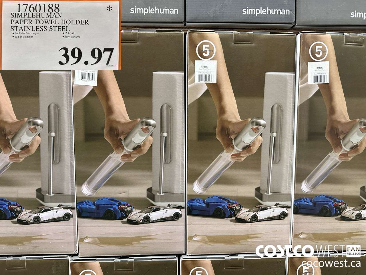 1760188 SIMPLEHUMAN PAPER TOWEL HOLDER STAINLESS STEEL $39.97