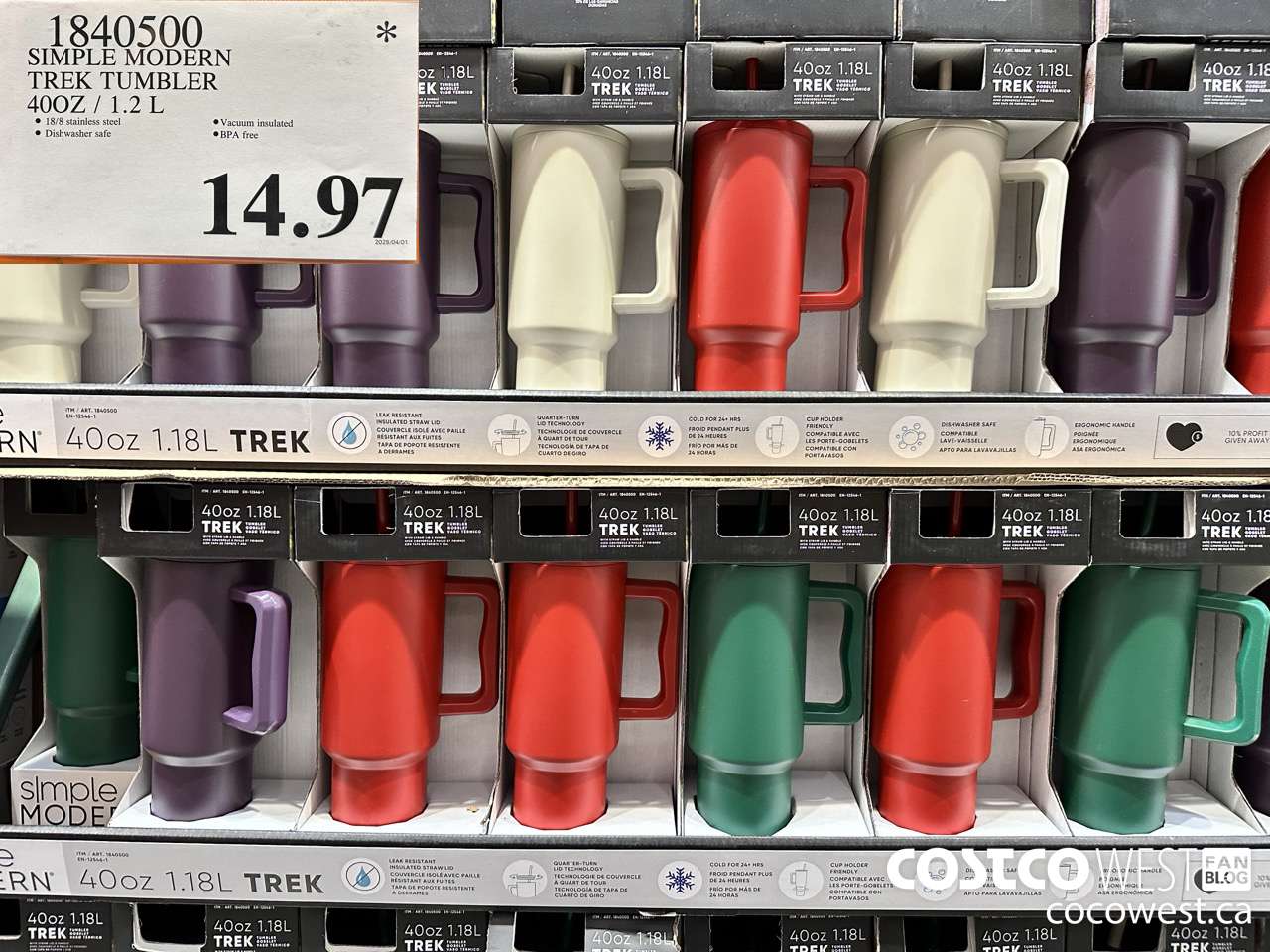 1840500 SIMPLE MODERN TREK TUMBLER 40OZ/1.2L $14.97