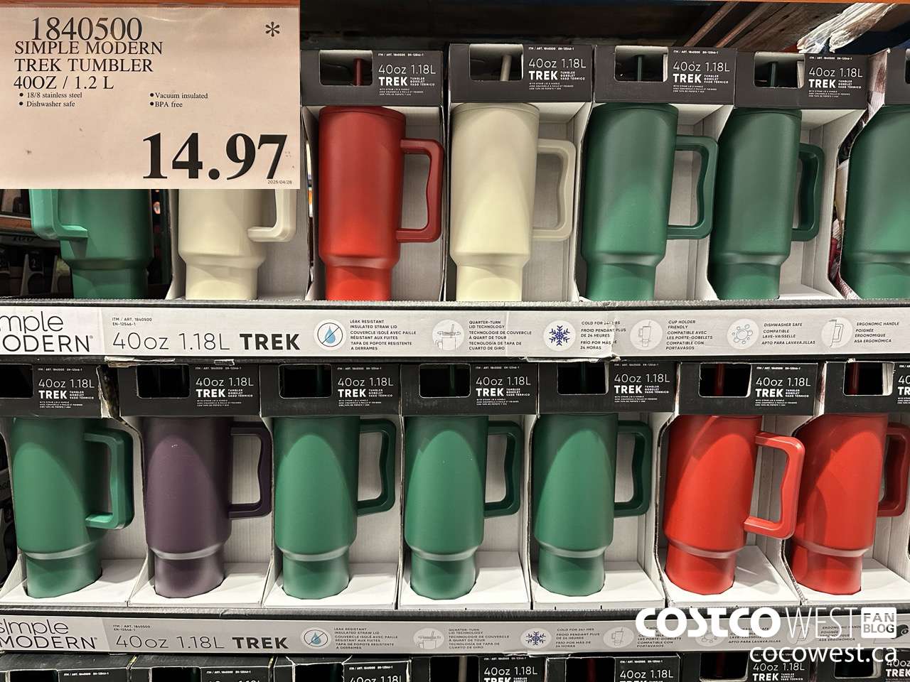 1840500 SIMPLE MODERN TREK TUMBLER 40OZ/1.2L $14.97