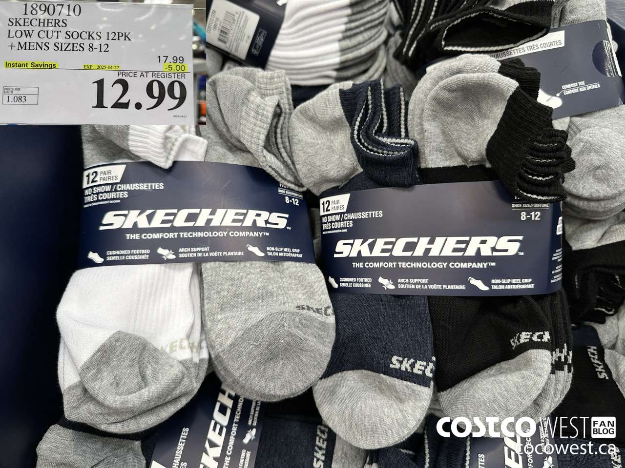1890710 SKECHERS LOW CUT SOCKS 12PK MENS SIZES 8-12 ($5.00 INSTANT SAVINGS EXPIRES ON 2025-04-27) $12.99