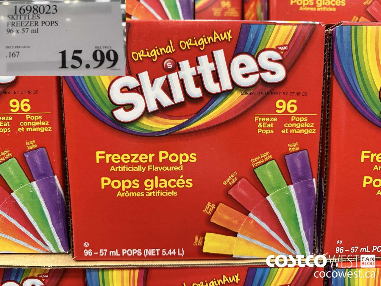 1698023 SKITTLES FREEZER POPS 96 x 57 ml $15.99