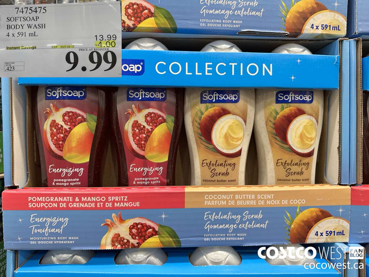 7475475 SOFTSOAP BODY WASH 4 x 591 mL ($4.00 INSTANT SAVINGS EXPIRES ON 2025-04-13) $9.99