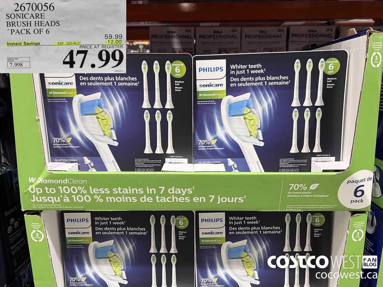 2670056 SONICARE BRUSH HEADS PACK OF 6 ($12.00 INSTANT SAVINGS EXPIRES ON 2025-04-27) $47.99