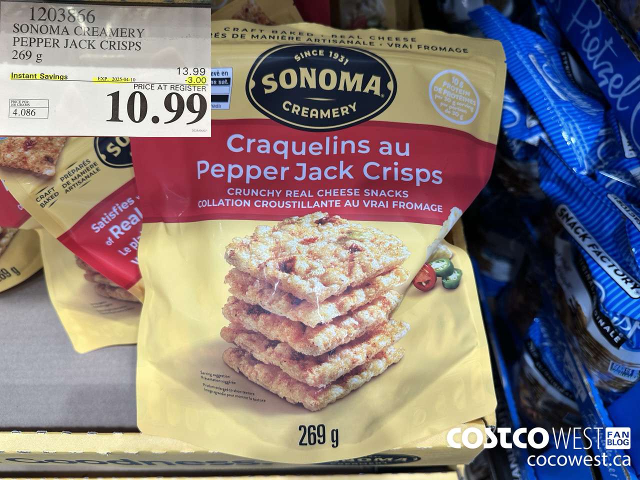1203866 SONOMA CREAMERY PEPPER JACK CRISPS 10 OZ  ($3.00 INSTANT SAVINGS EXPIRES ON 2025-04-10) $10.99