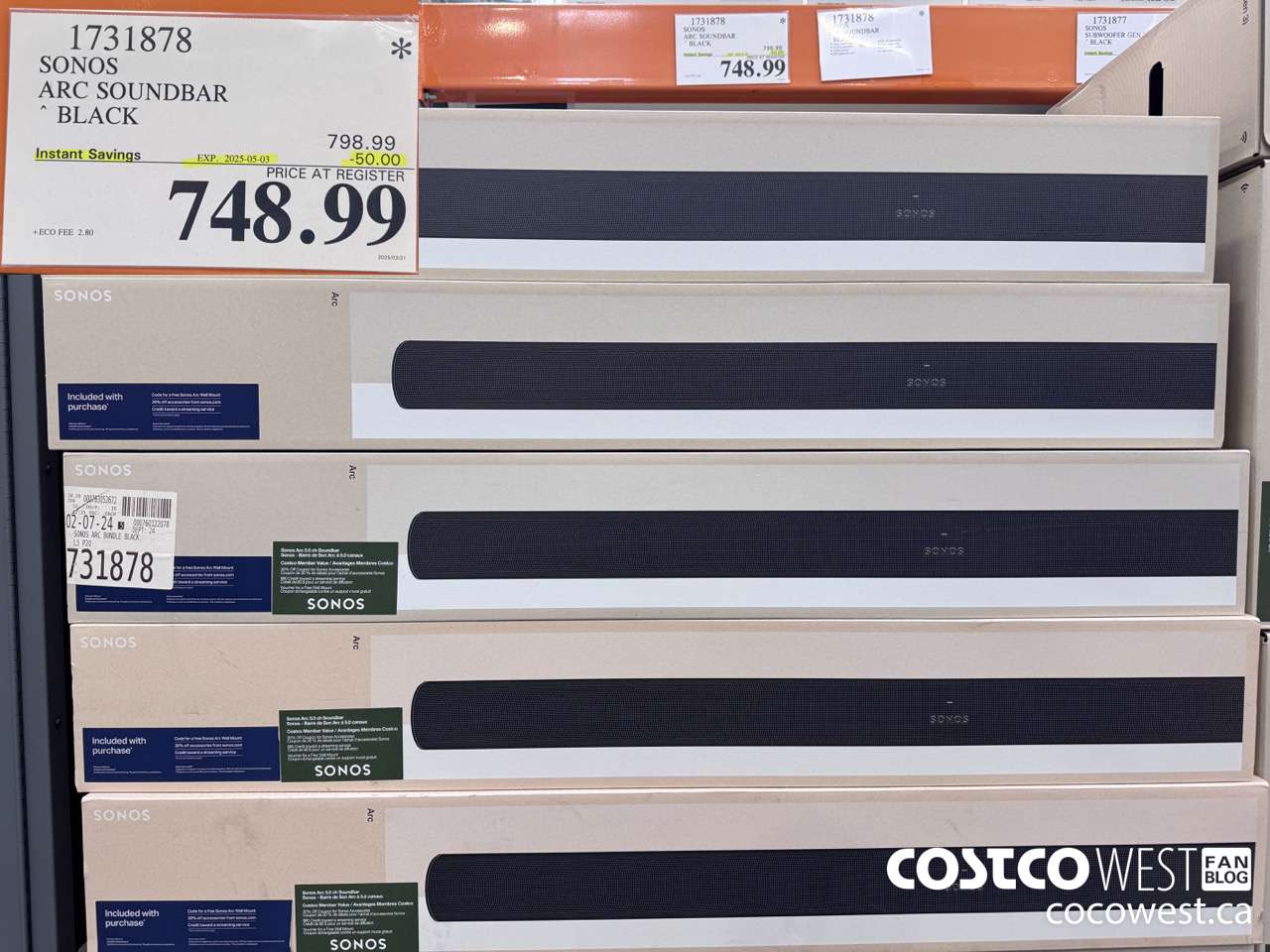 1731878 SONOS ARC SOUNDBAR W/DOLBY ATMOS ($50.00 INSTANT SAVINGS EXPIRES ON 2025-05-03) $748.99