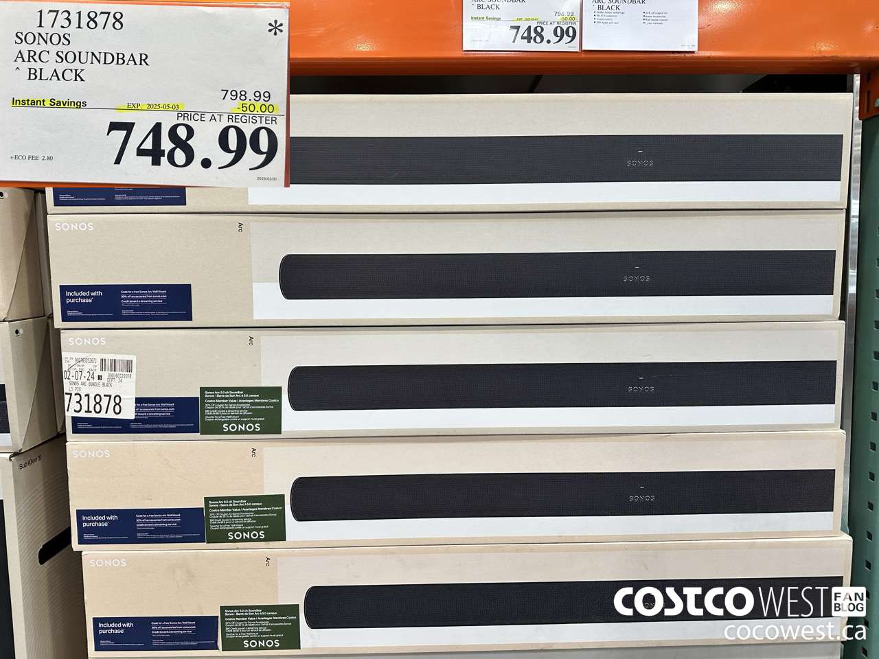 1731878 SONOS ARC SOUNDBAR W/DOLBY ATMOS ($50.00 INSTANT SAVINGS EXPIRES ON 2025-05-03) $748.99