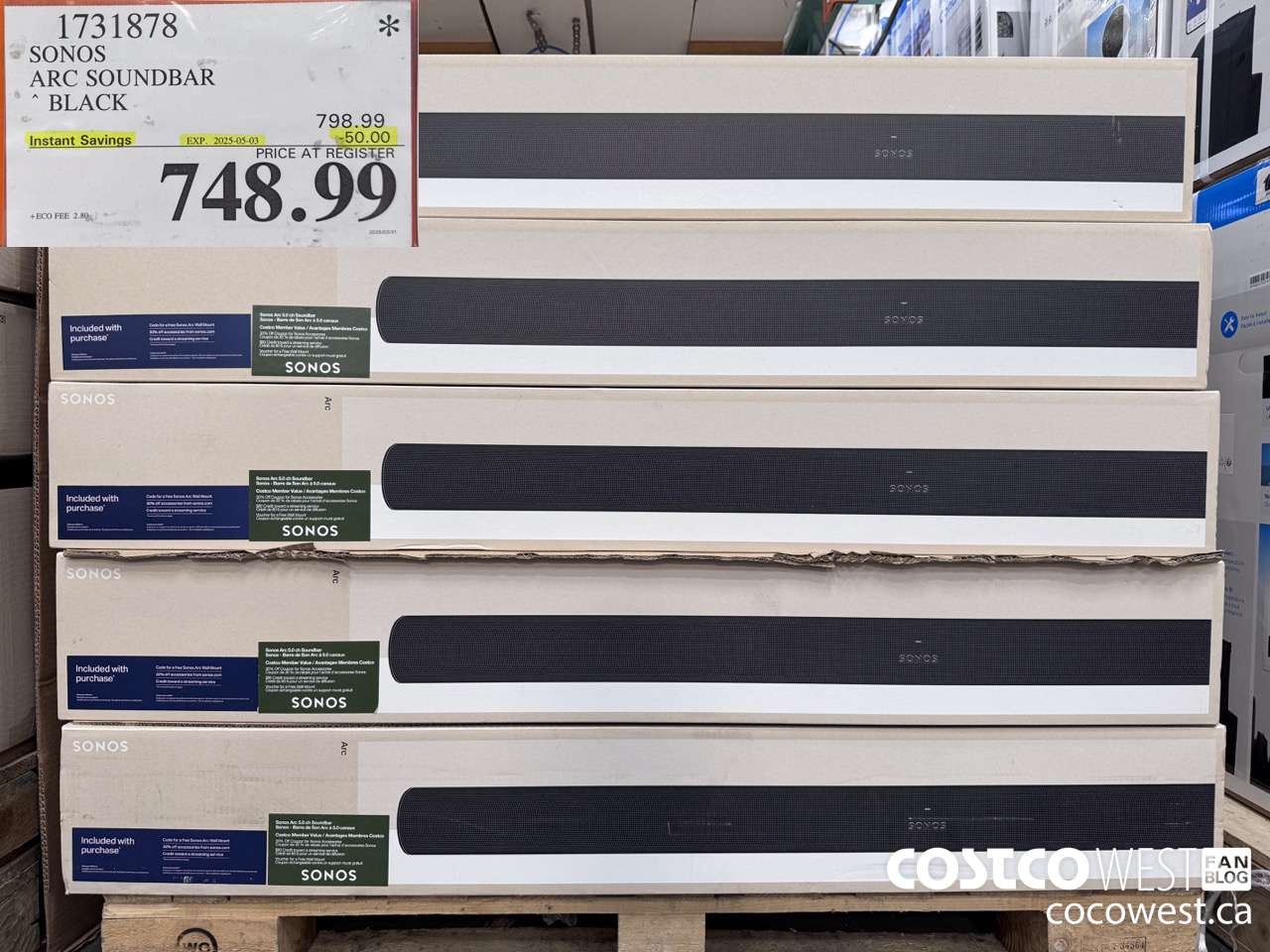 1731878 SONOS ARC SOUNDBAR W/DOLBY ATMOS ($50.00 INSTANT SAVINGS EXPIRES ON 2025-05-03) $748.99