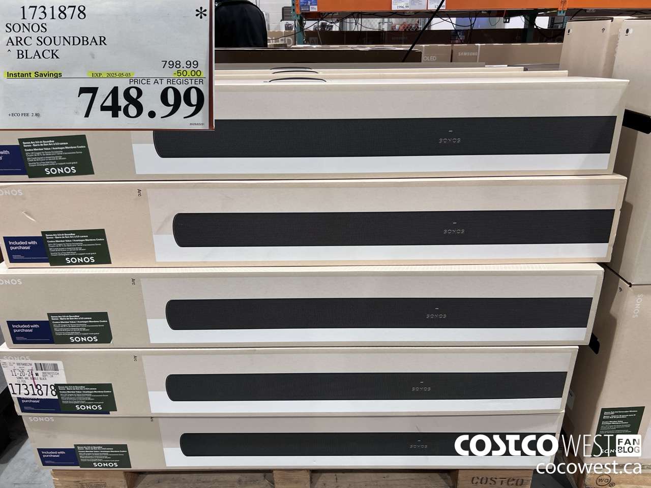 1731878 SONOS ARC SOUNDBAR W/DOLBY ATMOS ($50.00 INSTANT SAVINGS EXPIRES ON 2025-05-03) $748.99