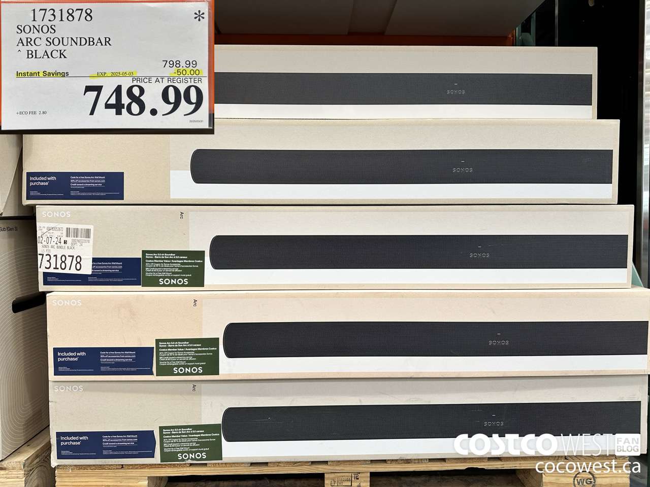 1731878 SONOS ARC SOUNDBAR W/DOLBY ATMOS ($50.00 INSTANT SAVINGS EXPIRES ON 2025-05-03) $748.99