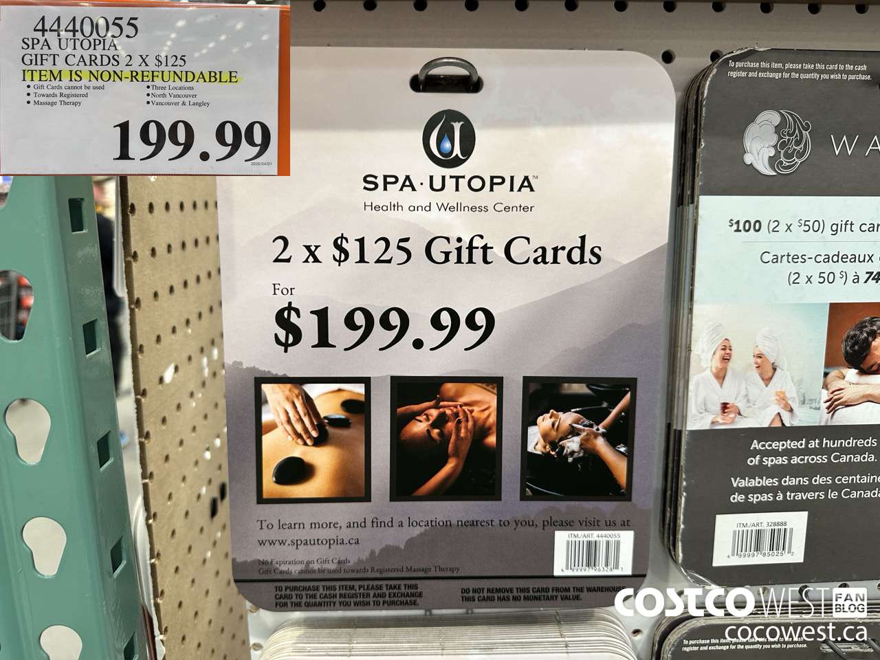 4440055 SPA UTOPIA GIFT CARDS 2 X $125 ITEM IS NON-REFUNDABLE $199.99