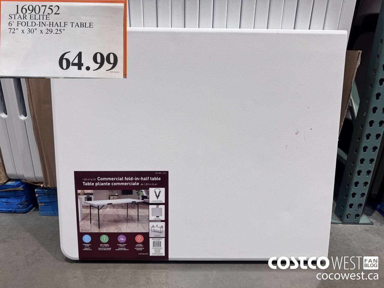 1690752 STAR ELITE 6' FOLD-IN-HALF TABLE 72