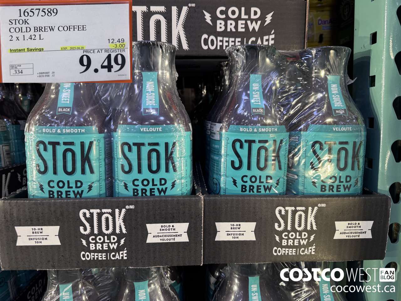 1657589 STOK COLD BREW COFFEE 2 X 1.42 L ($3.00 INSTANT SAVINGS EXPIRES ON 2025-04-20) $9.49