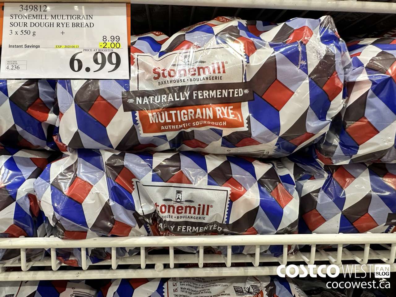 349812 STONEMILL MULTIGRAIN SOUR DOUGH RYE BREAD 3 x 550 g ($2.00 INSTANT SAVINGS EXPIRES ON 2025-04-13) $6.99