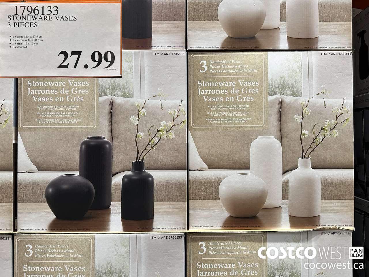 1796133 STONEWARE VASES 3 PIECES $27.99
