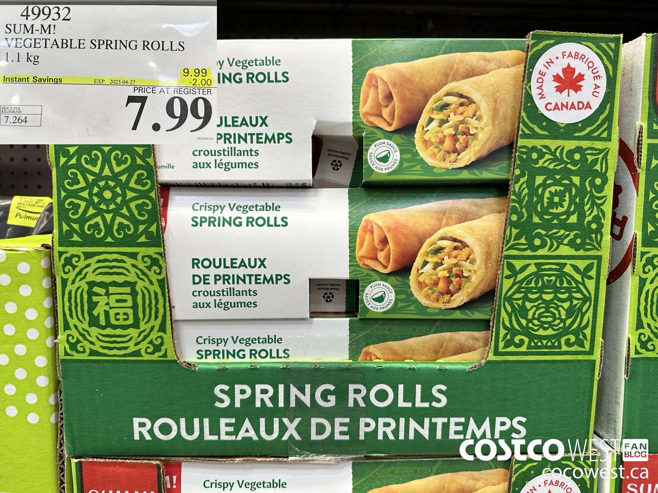49932 SUM-M! VEGETABLE SPRING ROLL 1 kg ($2.00 INSTANT SAVINGS EXPIRES ON 2025-04-27) $7.99