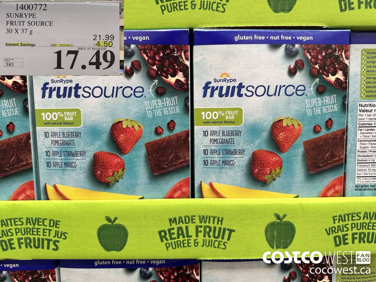 1400772 SUNRYPE FRUIT SOURCE 30 X 37 G ($4.50 INSTANT SAVINGS EXPIRES ON 2025-04-27) $17.49
