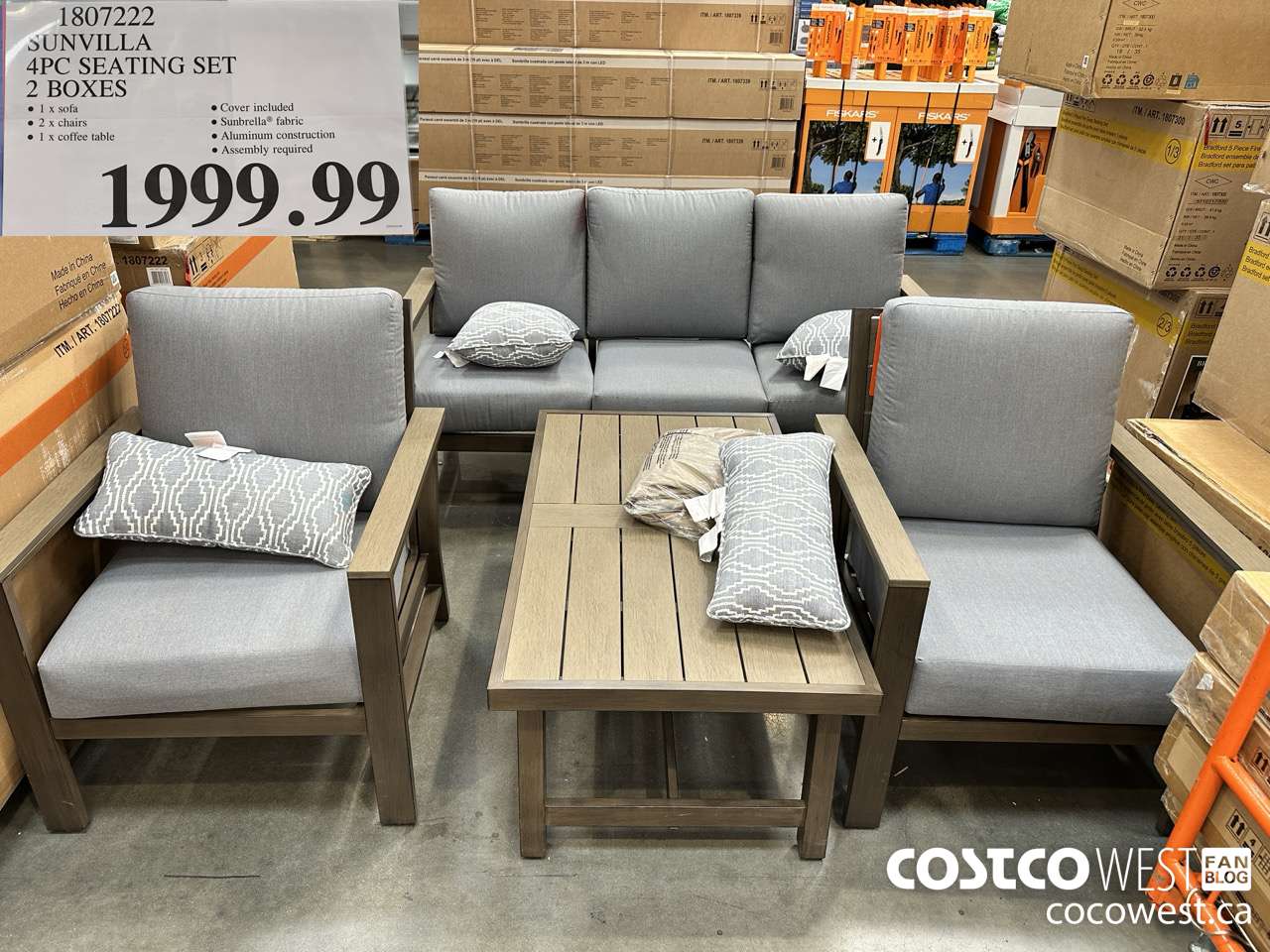 1807222 SUNVILLA 4PC SEATING SET 2 BOXES $1999.99