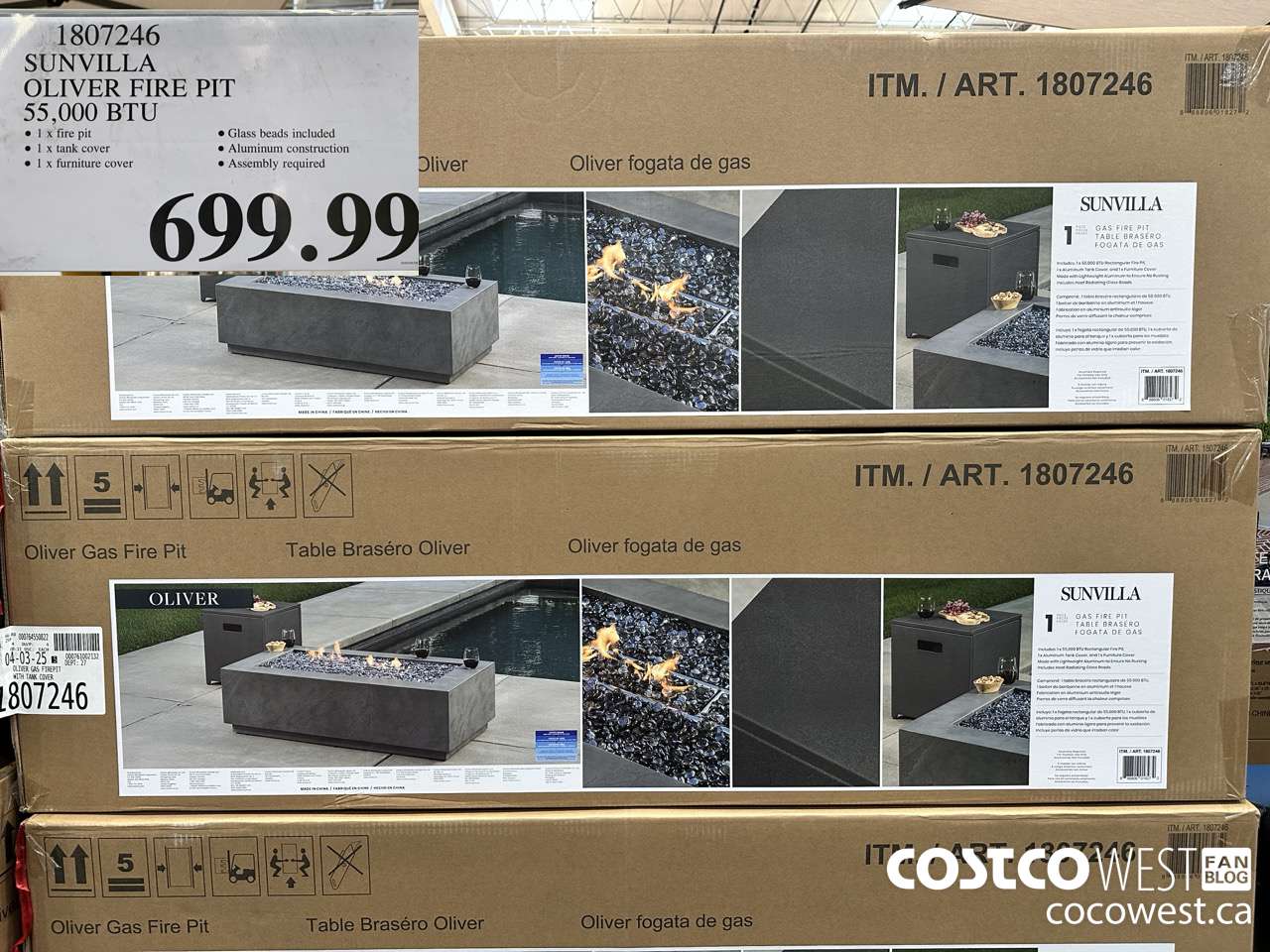 1807246 SUNVILLA OLIVER FIRE PIT 55,000 BTU $699.99