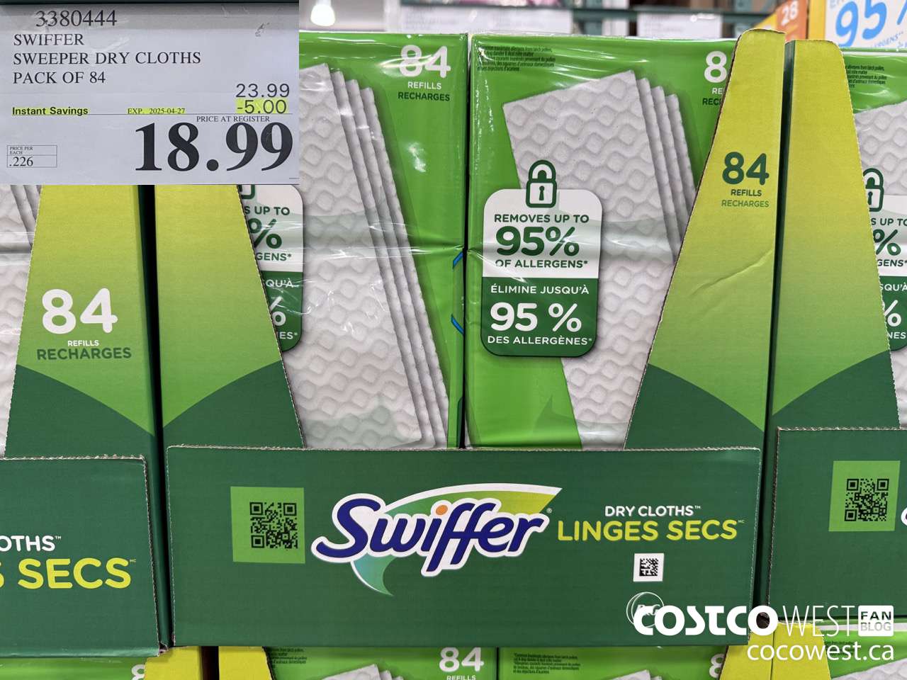 3380444 SWIFFER SWEEPER DRY CLOTHS PACK OF 84 ($5.00 INSTANT SAVINGS EXPIRES ON 2025-04-27) $18.99
