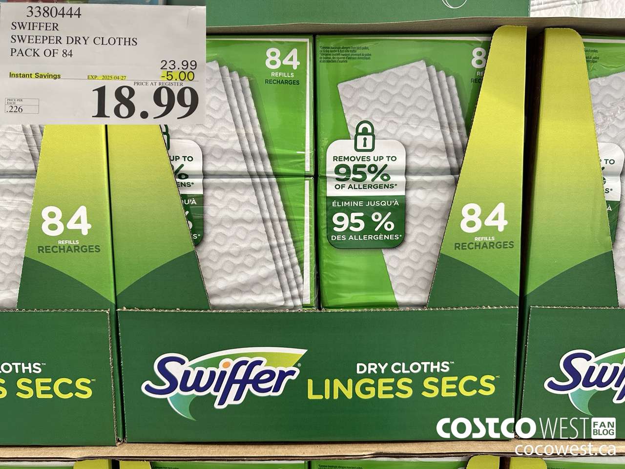 3380444 SWIFFER SWEEPER DRY CLOTHS PACK OF 84 ($5.00 INSTANT SAVINGS EXPIRES ON 2025-04-27) $18.99