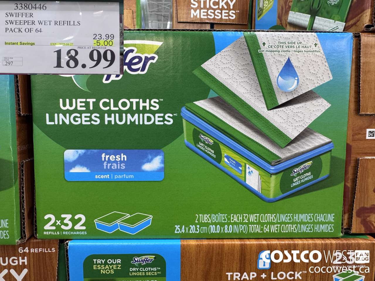 3380446 SWIFFER SWEEPER WET REFILLS PACK OF 64 ($5.00 INSTANT SAVINGS EXPIRES ON 2025-04-27) $18.99