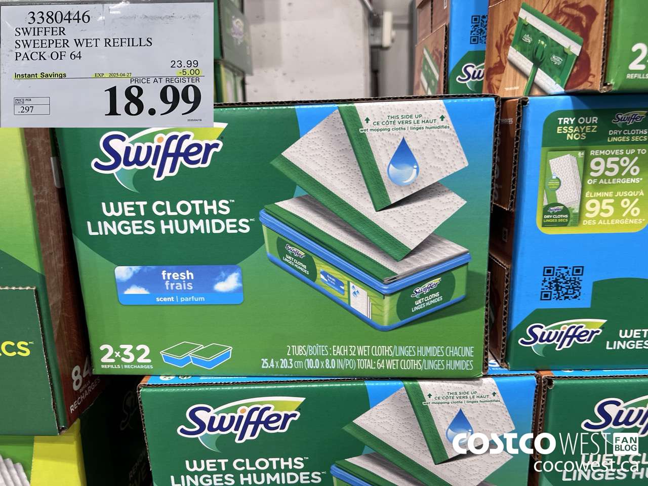 3380446 SWIFFER SWEEPER WET REFILLS PACK OF 64 ($5.00 INSTANT SAVINGS EXPIRES ON 2025-04-27) $18.99