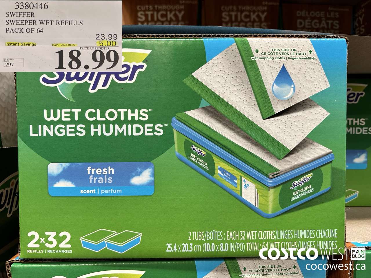 3380446 SWIFFER SWEEPER WET REFILLS PACK OF 64 ($5.00 INSTANT SAVINGS EXPIRES ON 2025-04-27) $18.99