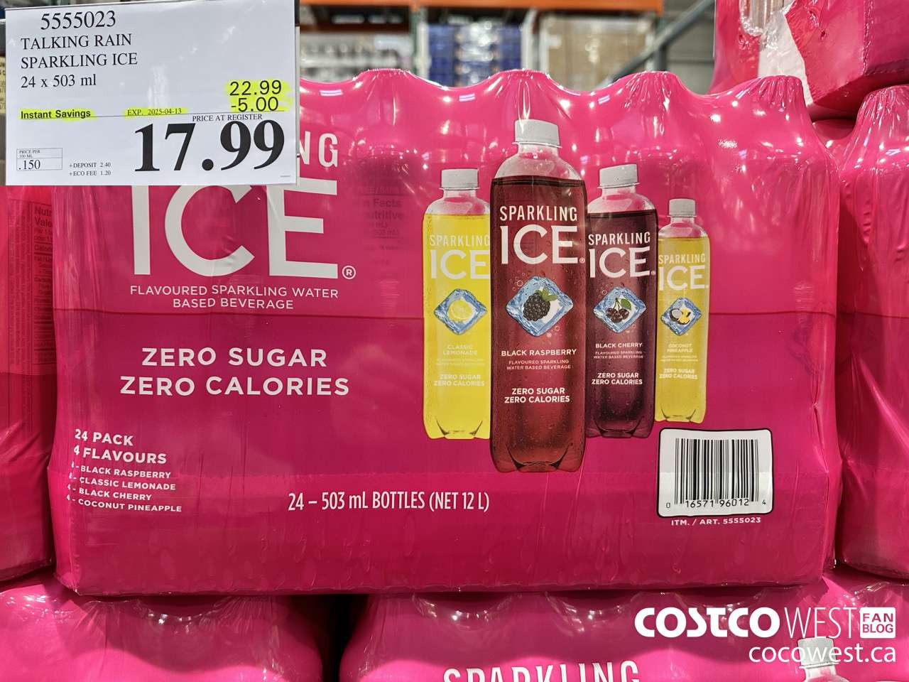 5555023 TALKING RAIN SPARKLING ICE 24 X 503ML ($5.00 INSTANT SAVINGS EXPIRES ON 2025-04-13) $17.99