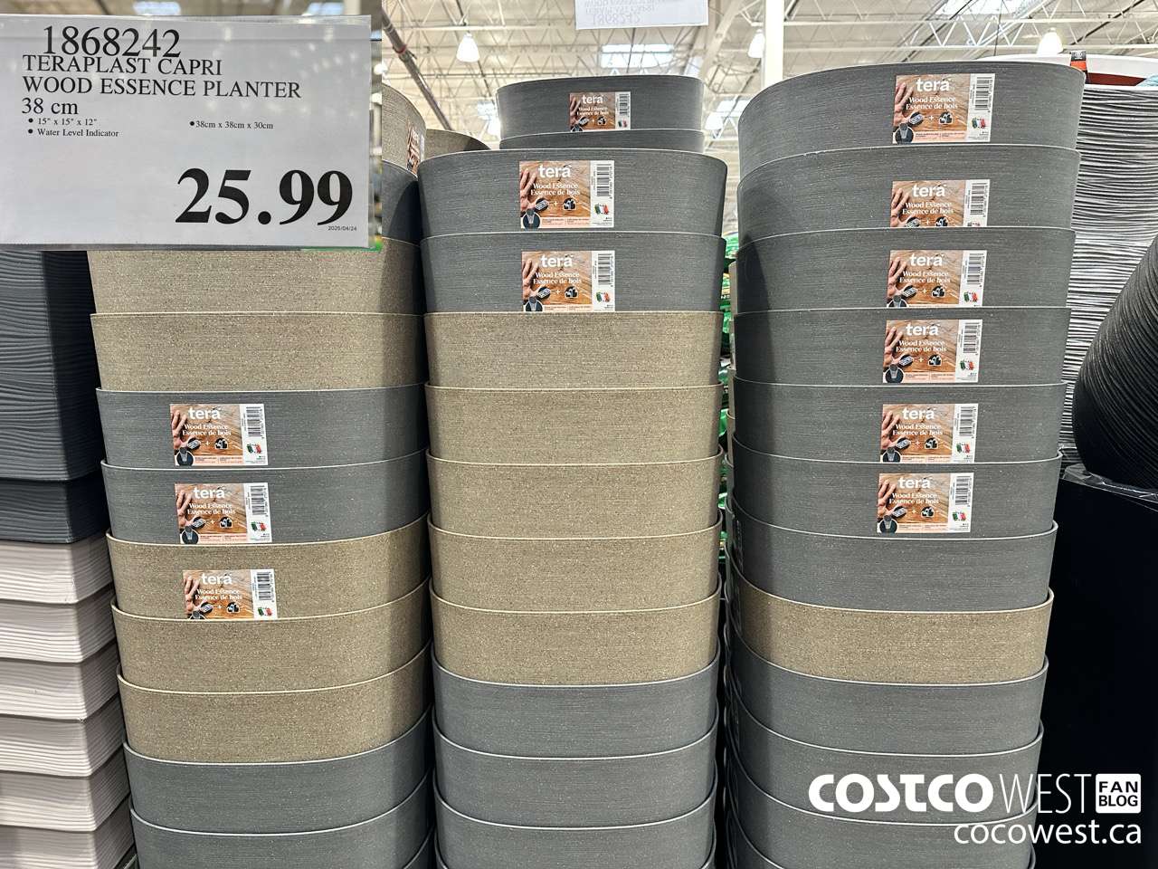 1868242 TERRAPLAST CAPRI WOOD ESSENCE PLANTER 38CM $25.99