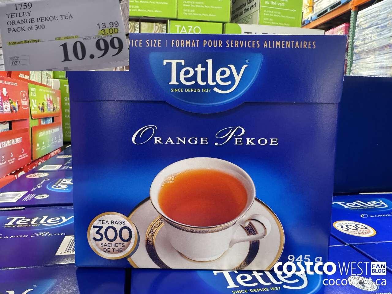 1759 TETLEY ORANGE PEKEO TEA PACK OF 300 ($3.00 INSTANT SAVINGS EXPIRES ON 2025-04-13) $10.99