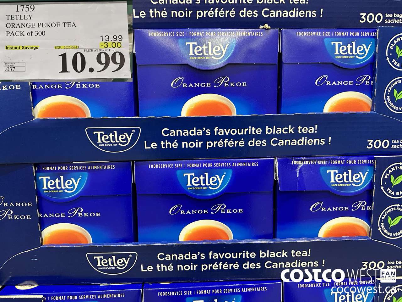 1759 TETLEY ORANGE PEKEO TEA PACK OF 300 ($3.00 INSTANT SAVINGS EXPIRES ON 2025-04-13) $10.99