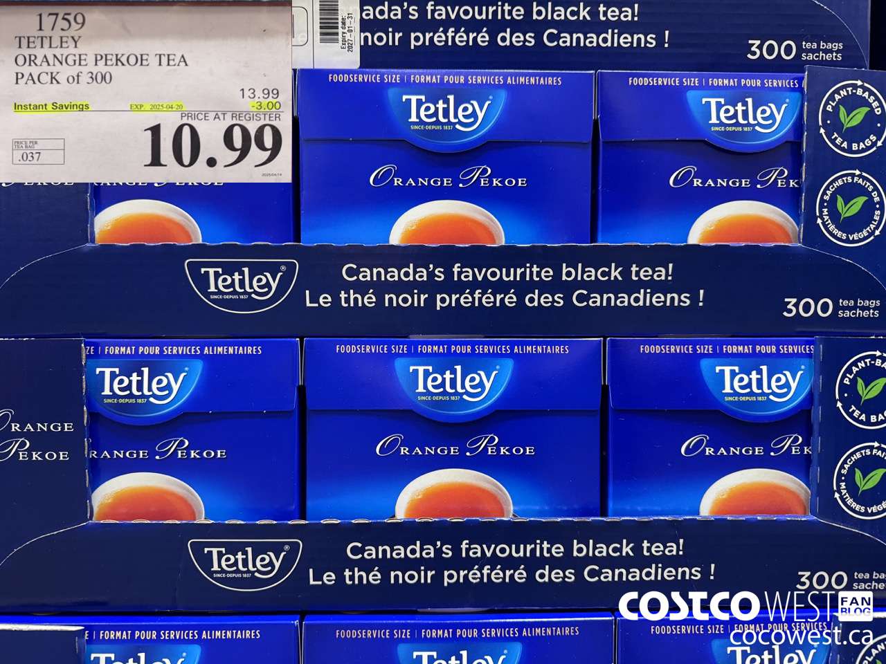 1759 TETLEY ORANGE PEKEO TEA PACK OF 300 ($3.00 INSTANT SAVINGS EXPIRES ON 2025-04-20) $10.99
