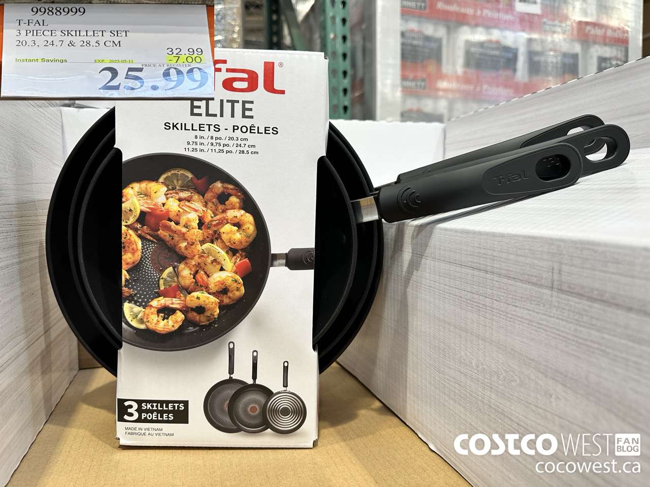 9988999 T-FAL NON-STICK SKILLET SET 3 PIECES ($7.00 INSTANT SAVINGS EXPIRES ON 2025-05-11) $25.99