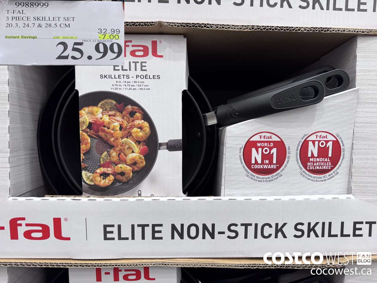 9988999 T-FAL NON-STICK SKILLET SET 3 PIECES ($7.00 INSTANT SAVINGS EXPIRES ON 2025-05-11) $25.99
