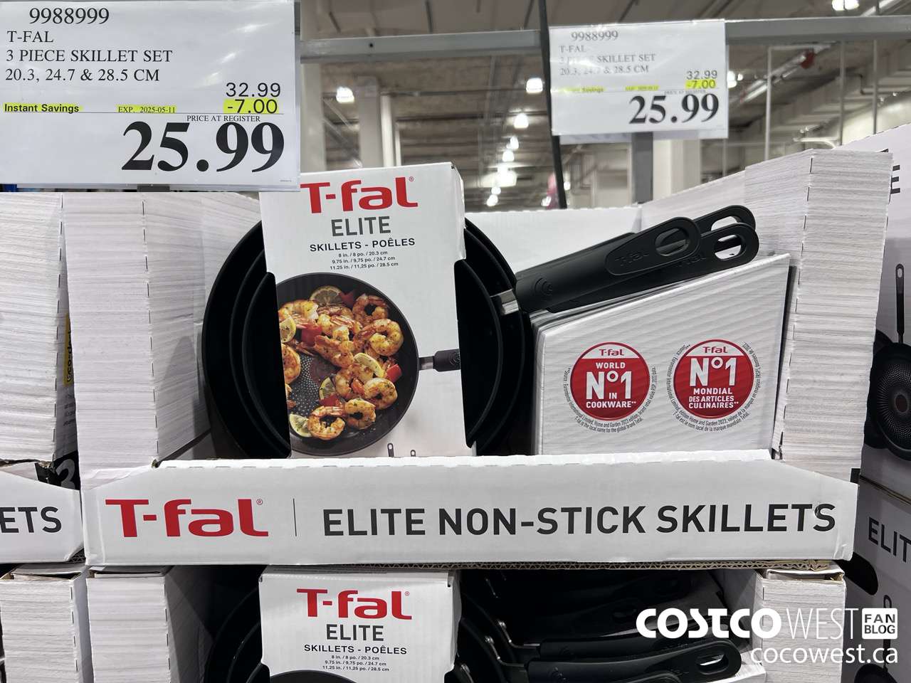 9988999 T-FAL NON-STICK SKILLET SET 3 PIECES ($7.00 INSTANT SAVINGS EXPIRES ON 2025-05-11) $25.99