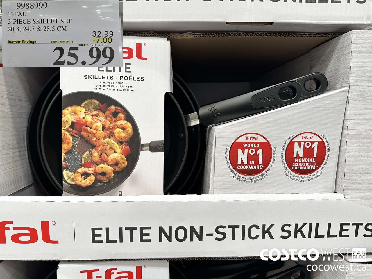 9988999 T-FAL NON-STICK SKILLET SET 3 PIECES ($7.00 INSTANT SAVINGS EXPIRES ON 2025-05-11) $25.99