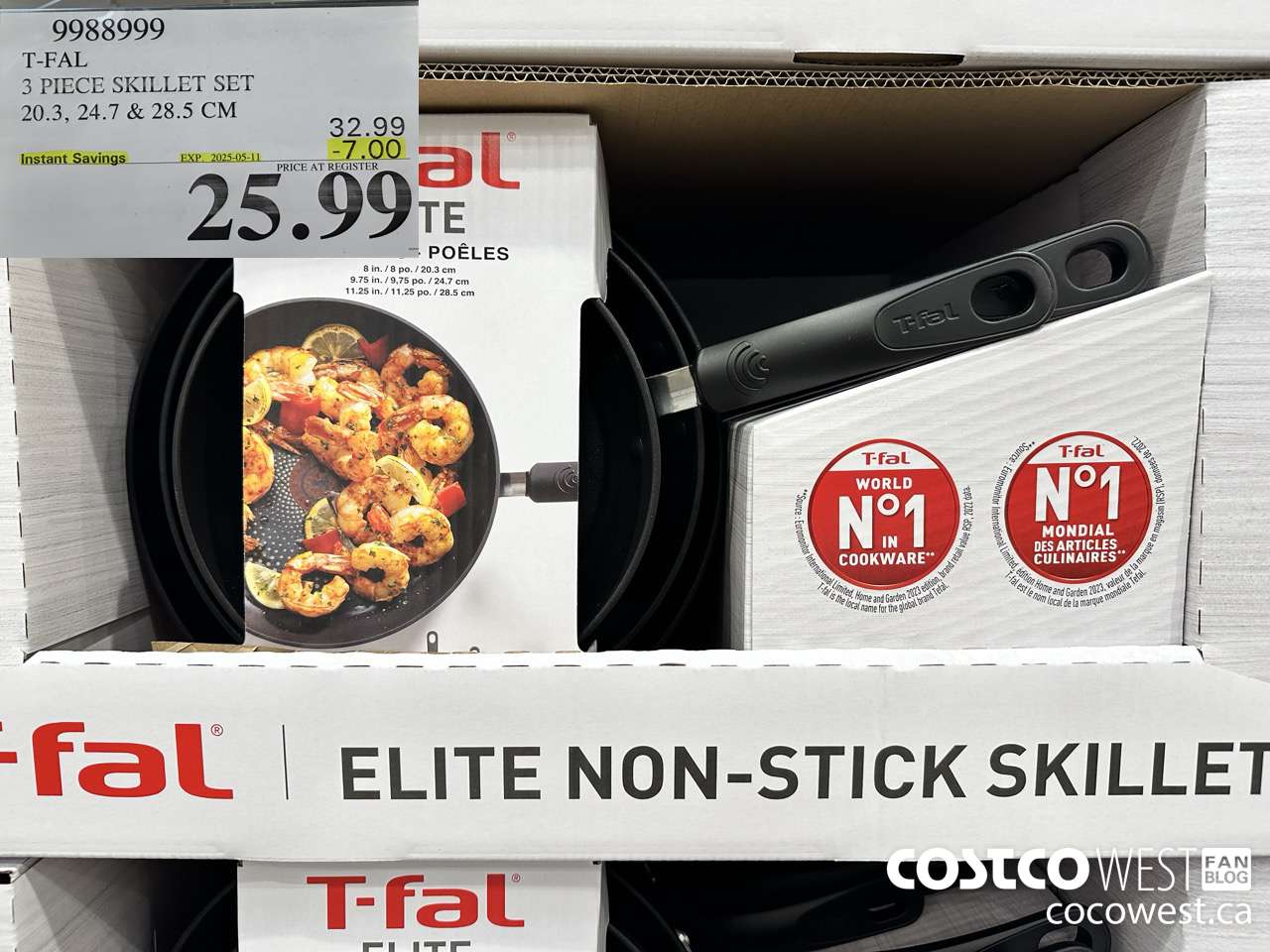 9988999 T-FAL NON-STICK SKILLET SET 3 PIECES ($7.00 INSTANT SAVINGS EXPIRES ON 2025-05-11) $25.99