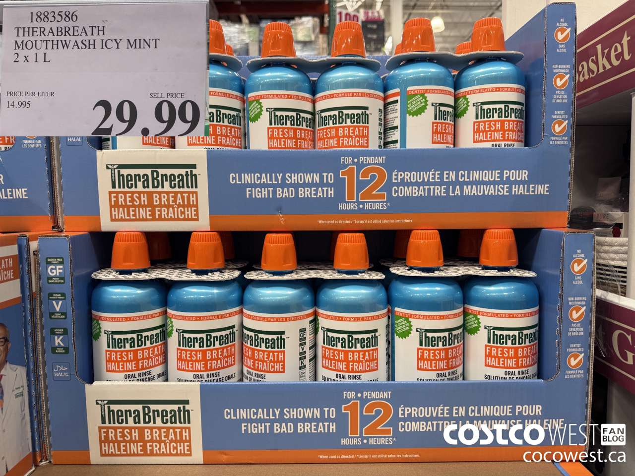 1883586 THERABREATH MOUTHWASH ICY MINT 2 X 1L $29.99