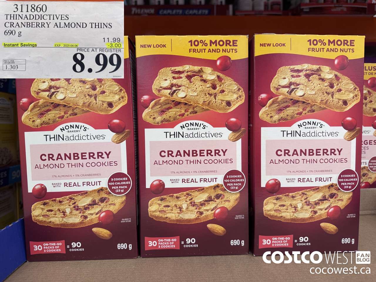311860 THINADDICTIVES CRANBERRY ALMOND THINS 690G ($3.00 INSTANT SAVINGS EXPIRES ON 2025-04-06) $8.99