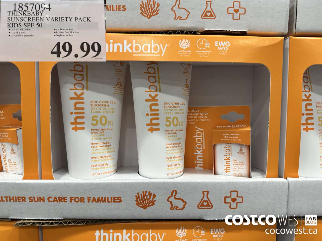 1857094 THINKBABY SUNSCREEN VARIETY PACK KIDS SPF 50 $49.99