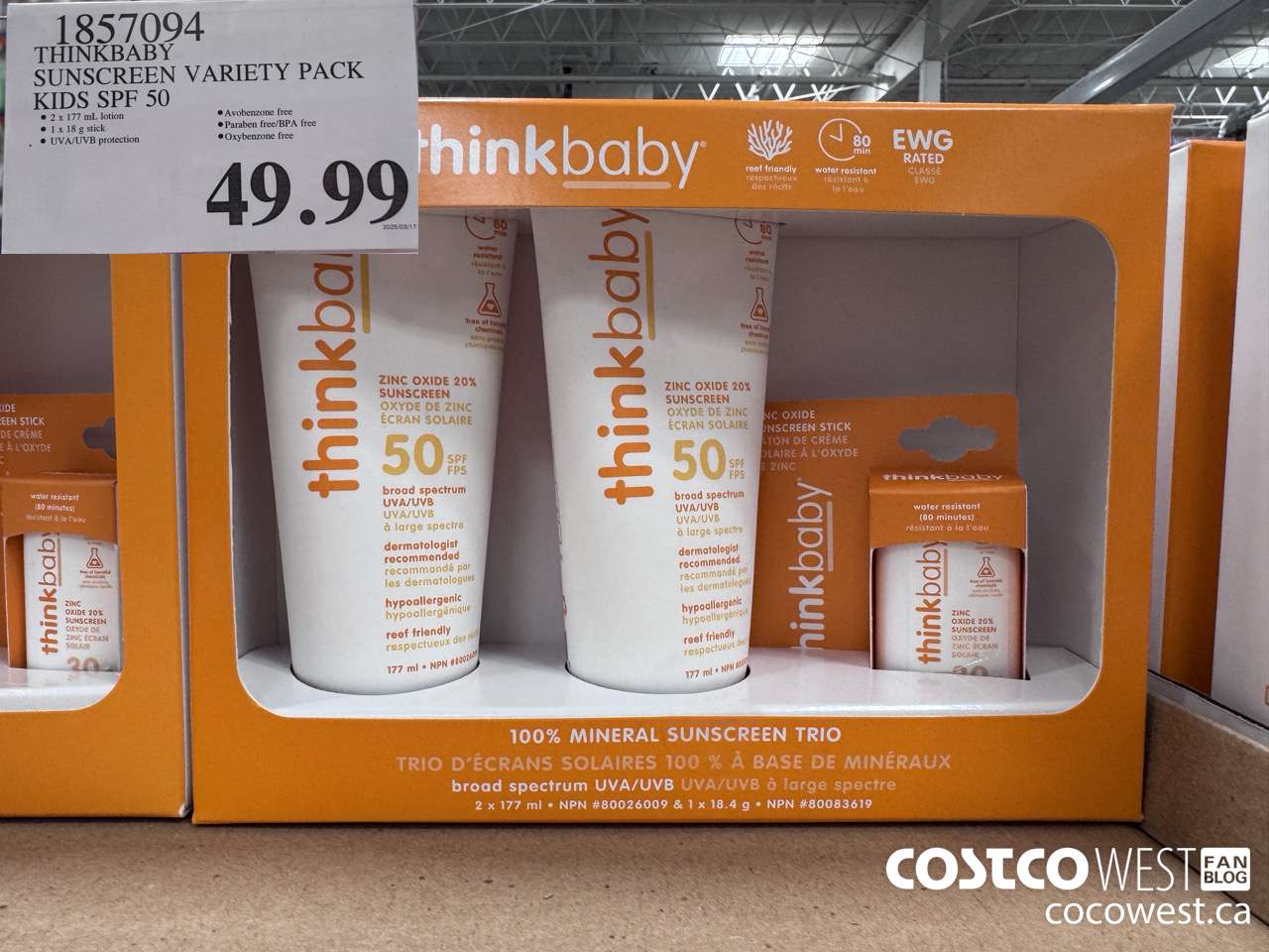 1857094 THINKBABY SUNSCREEN VARIETY PACK KIDS SPF 50 $49.99