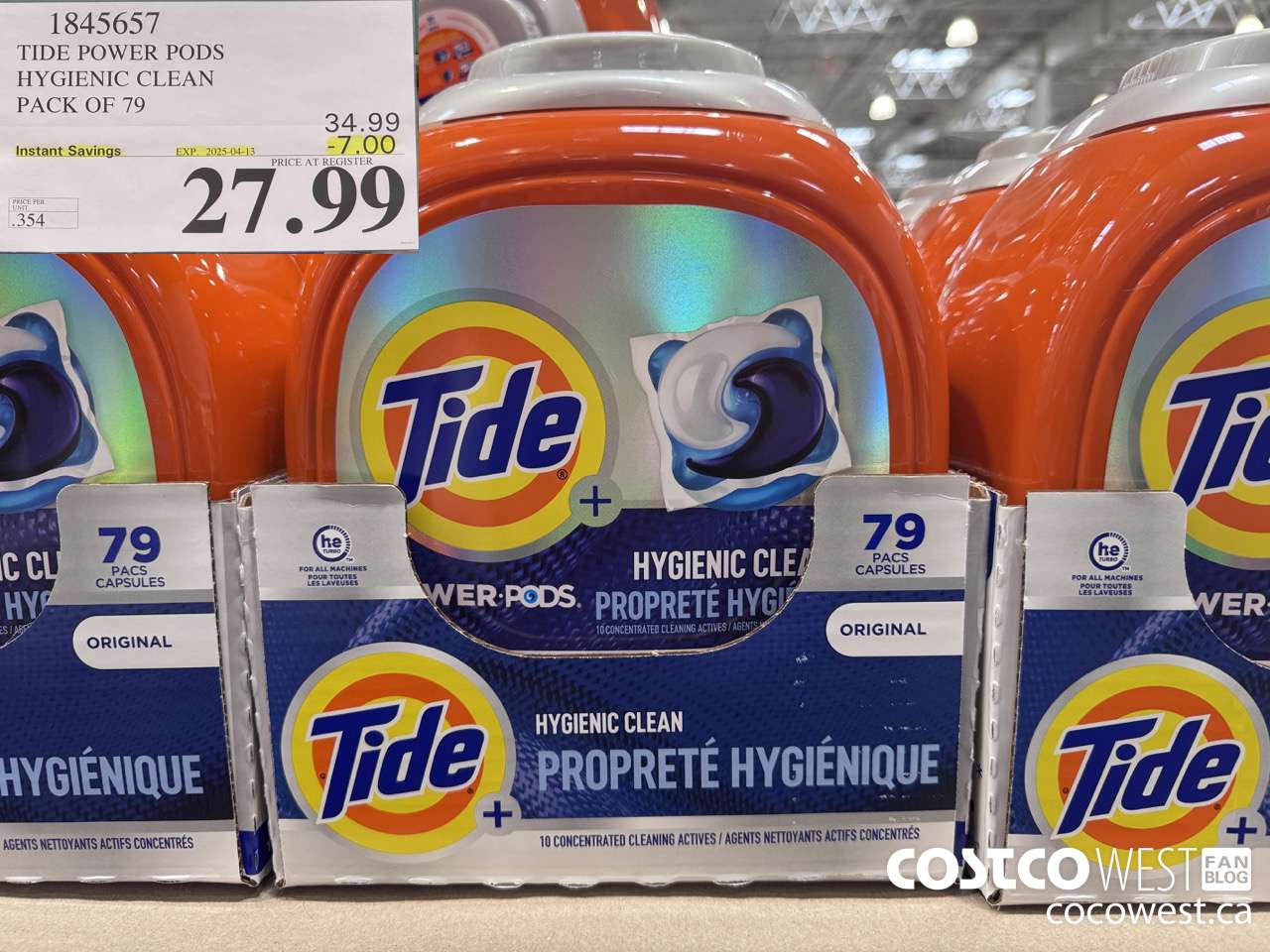 1845657 TIDE POWER PODS HYGIENIC CLEAN PACK OF 79 ($7.00 INSTANT SAVINGS EXPIRES ON 2025-04-13) $27.99