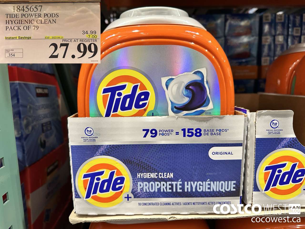 1845657 TIDE POWER PODS HYGIENIC CLEAN PACK OF 79 ($7.00 INSTANT SAVINGS EXPIRES ON 2025-04-13) $27.99