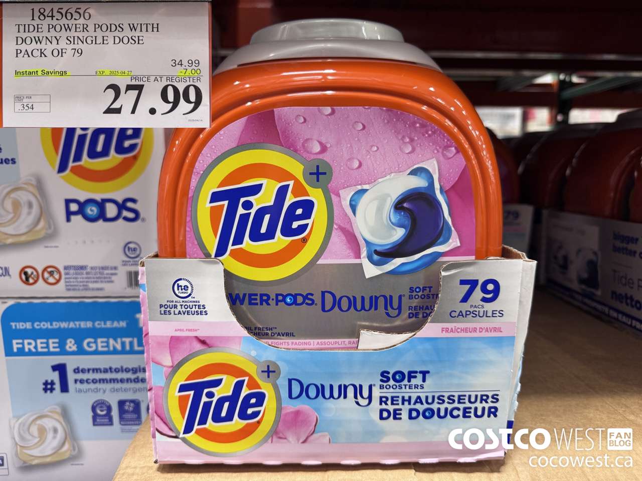 1845656 TIDE POWER PODS WITH DOWNY SINGLE DOSE PACK OF 79 ($7.00 INSTANT SAVINGS EXPIRES ON 2025-04-27) $27.99