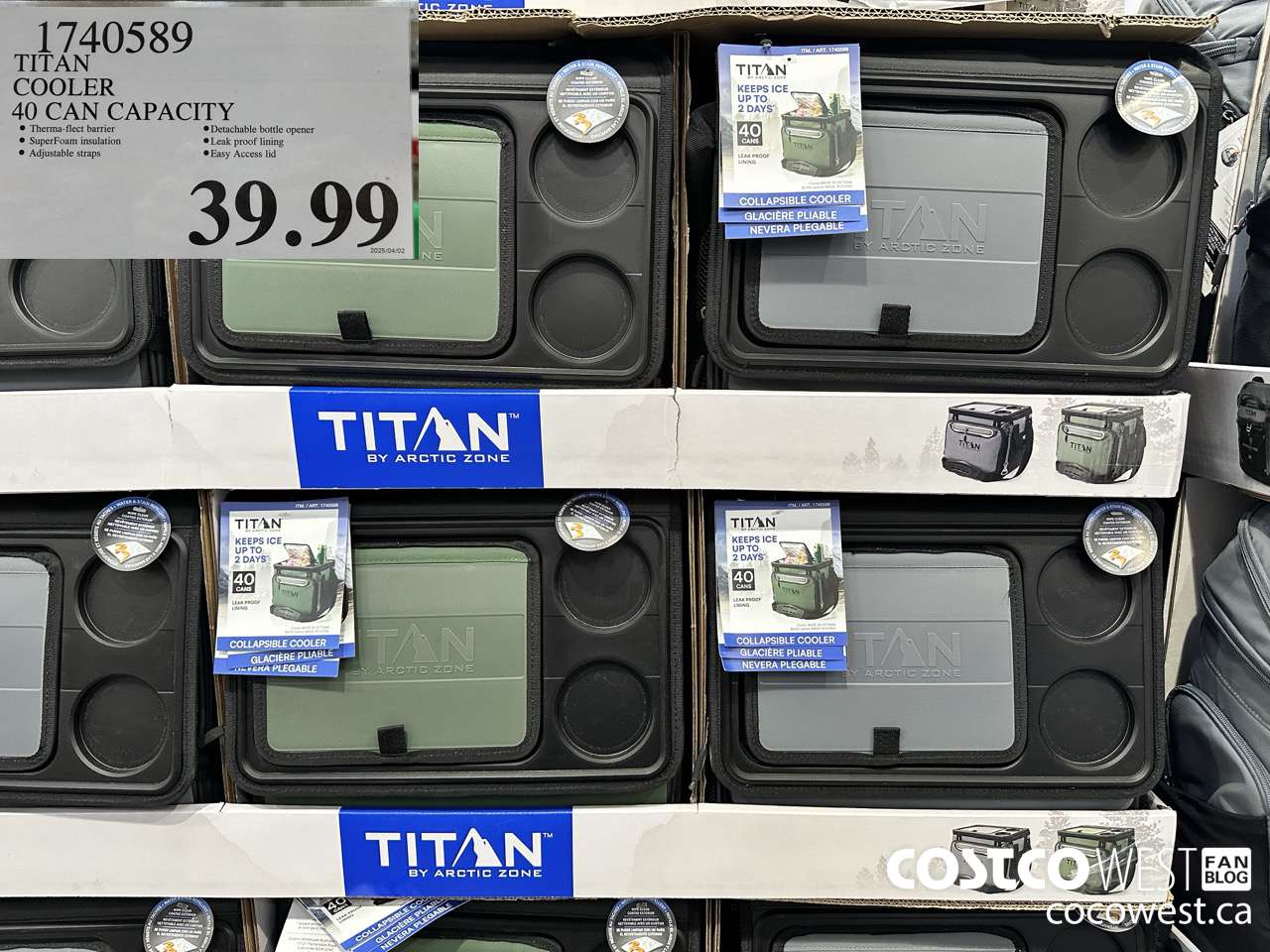 1740589 TITAN COOLER 40 CAN CAPACITY $39.99